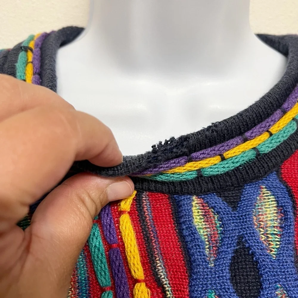 Tundra Canada Mens Vintage 90s Y2K 3D Colorful Knit Long Sleeve Sweater Size L